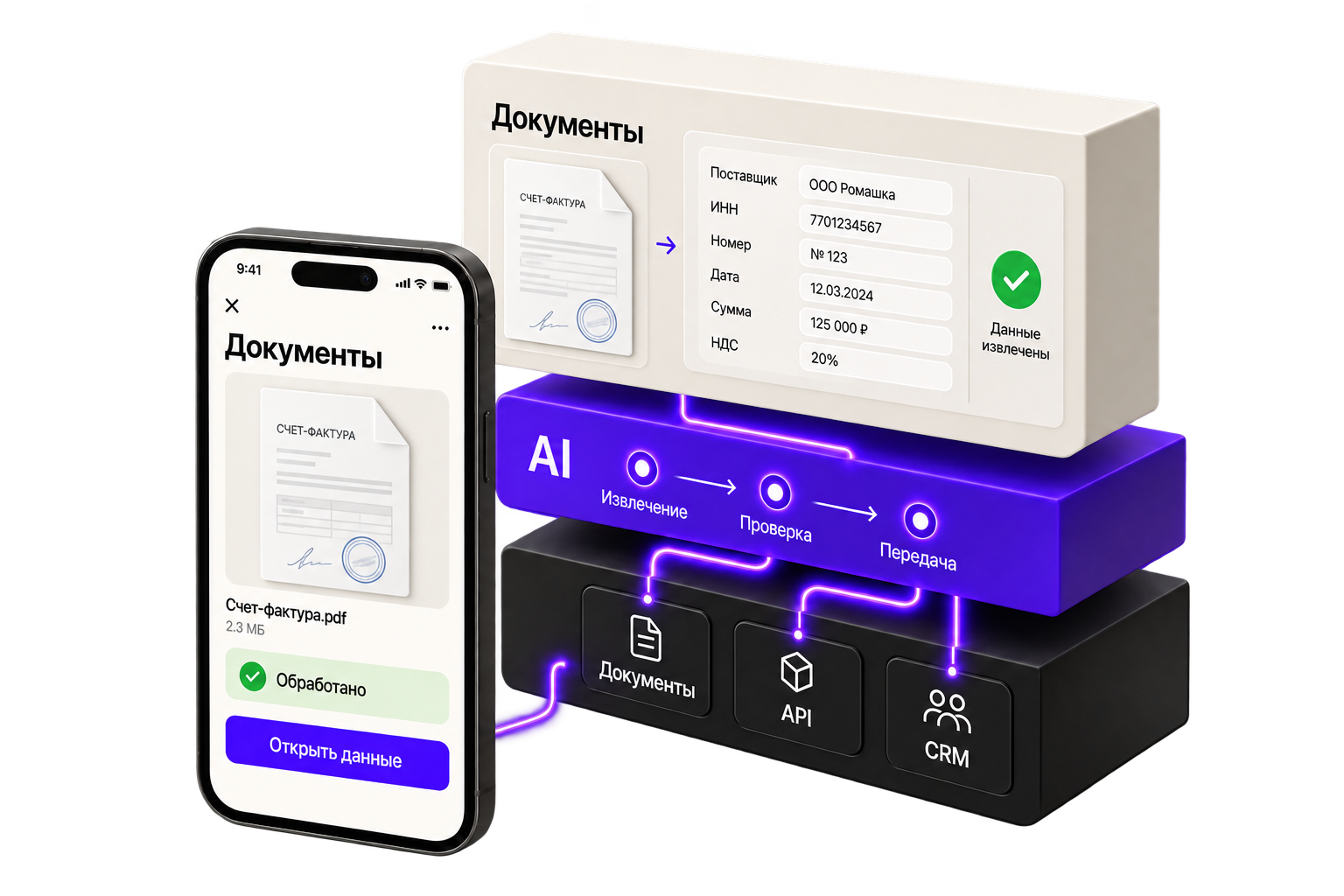 AI извлекает и проверяет данные документов внутри рабочего процесса
